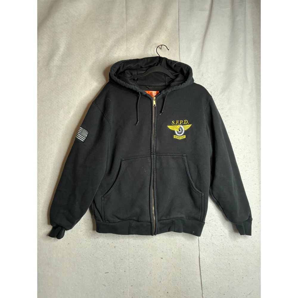 CornerStone SFPD Honda Unit Full Zip Hoodie Black Mesh Lined Mens Medium CS620